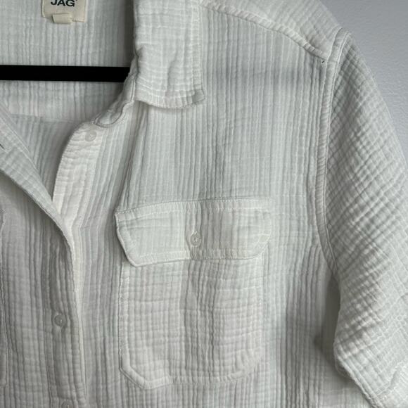 Jag 100% cotton textured short sleeve button up shirt size L - Picture 5 of 6